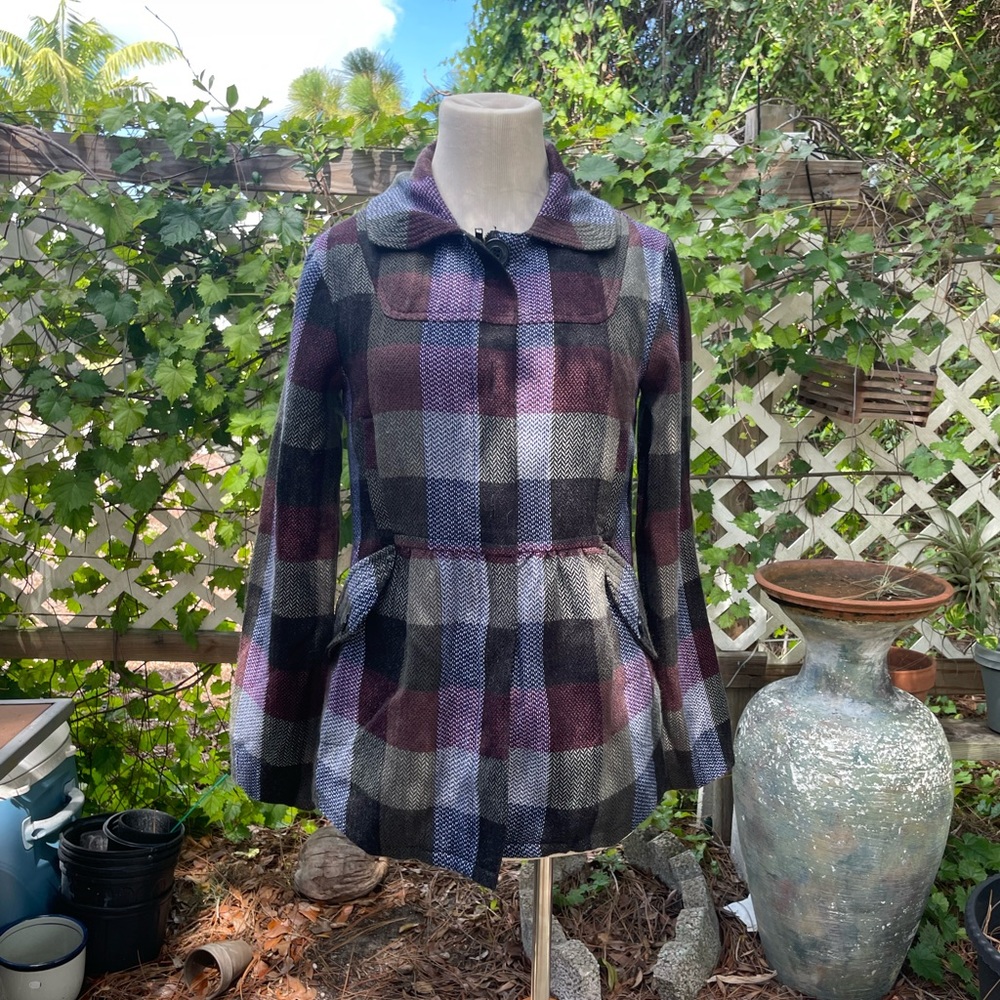 Checkerboard plaid retro volcom coat - Picture 1 of 4